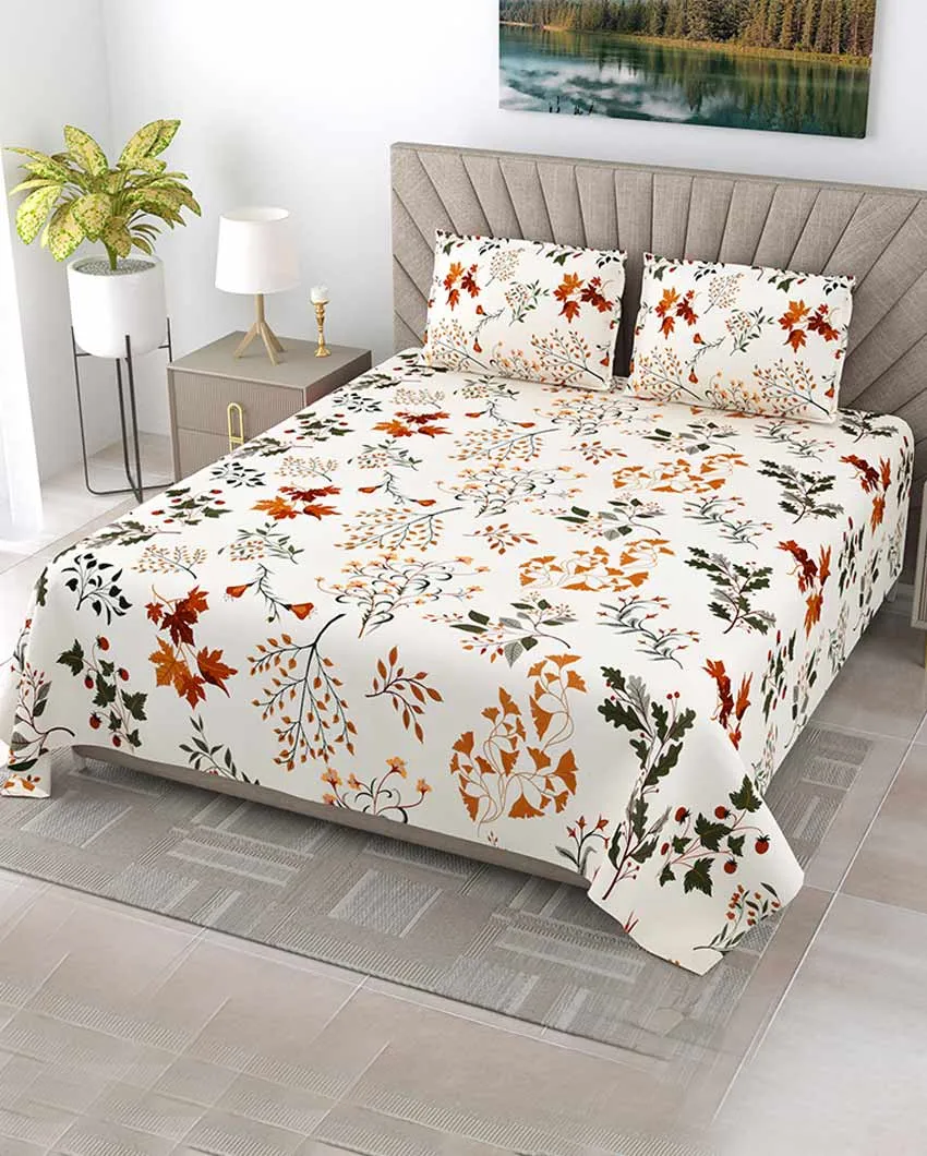 Aster Floral Polycotton Flat Bedding Set | King Size | 108 x 108 inches