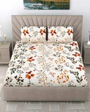 Aster Floral Polycotton Flat Bedding Set | King Size | 108 x 108 inches