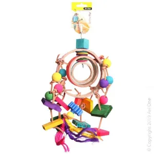 Avi One Bird Toy Dream Catcher with Cardboard and Plastic Beads and Disc^^^