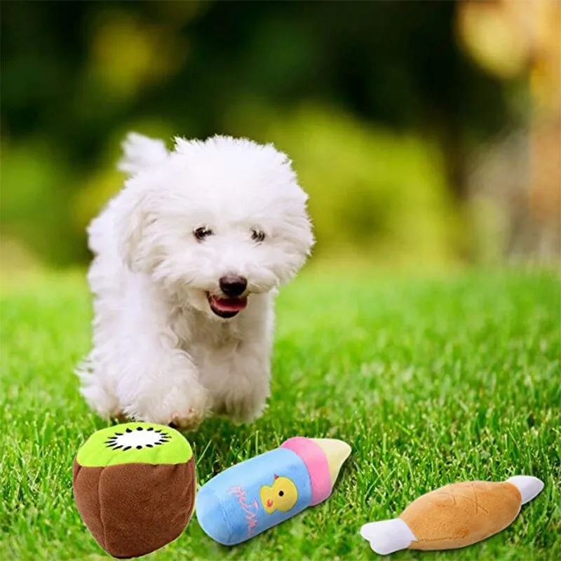 Dog Plush Squeaky Toys Bone Aggressive Chewers