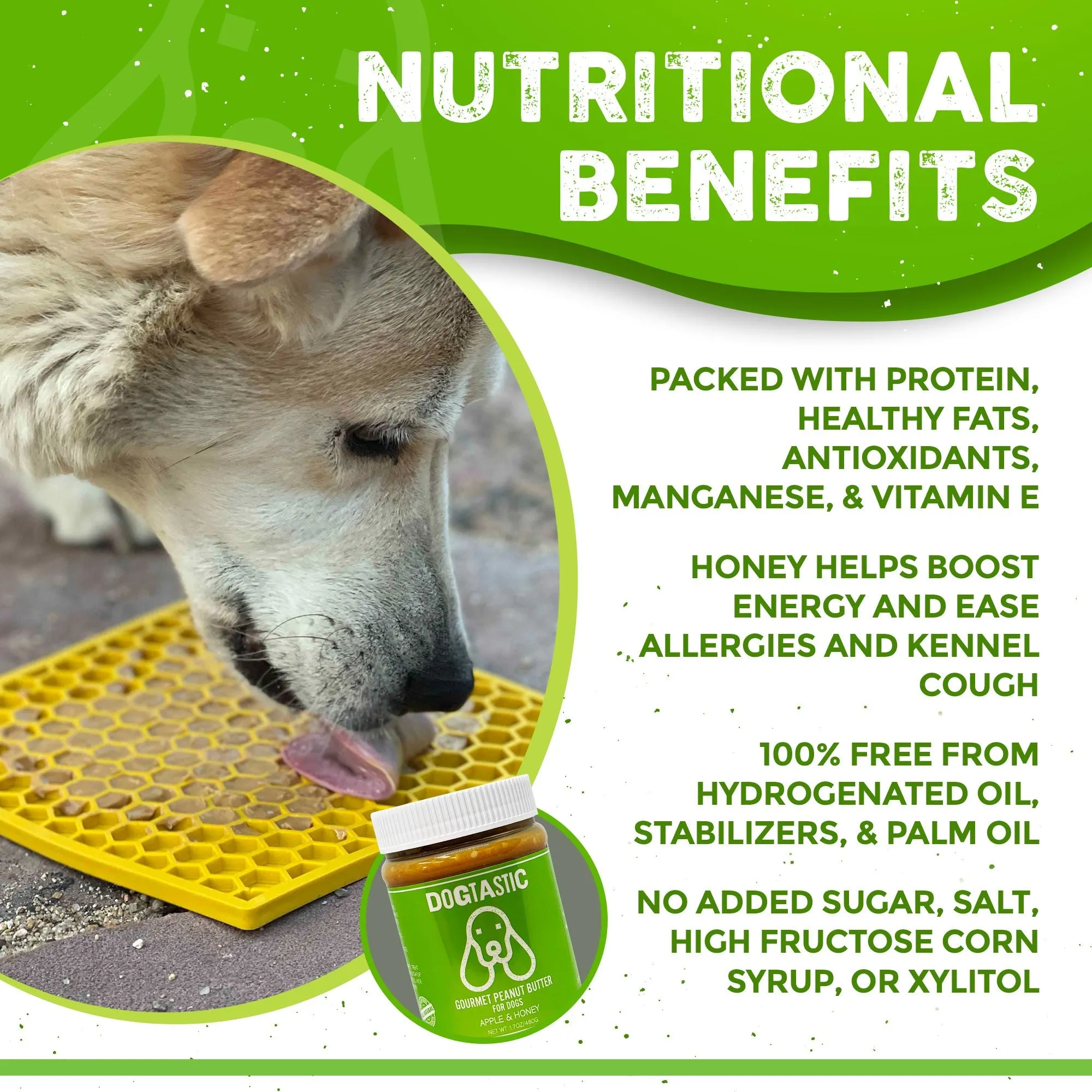 Dogtastic Gourmet Peanut Butter for Dogs - Apple & Flax Flavor