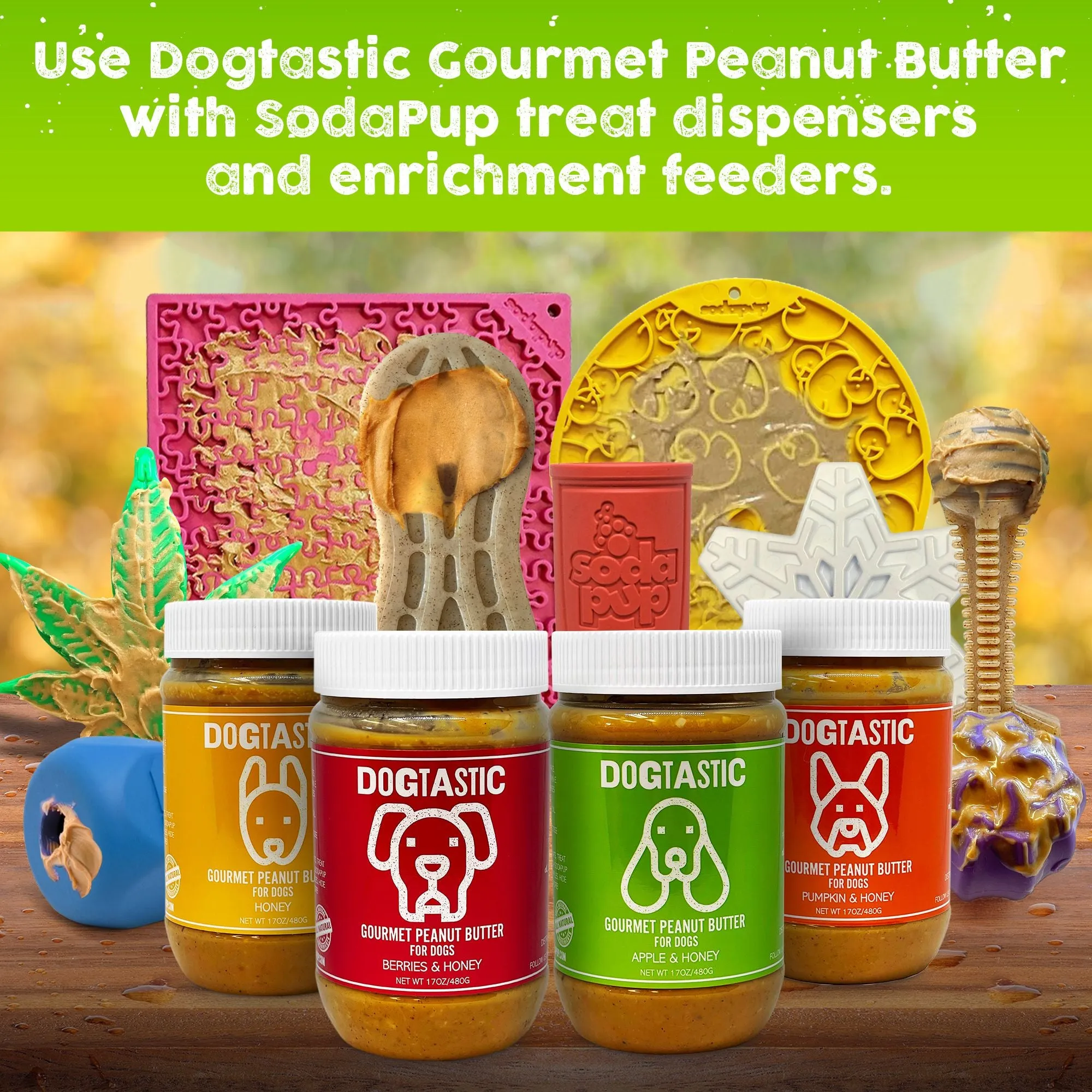 Dogtastic Gourmet Peanut Butter for Dogs - Apple & Flax Flavor