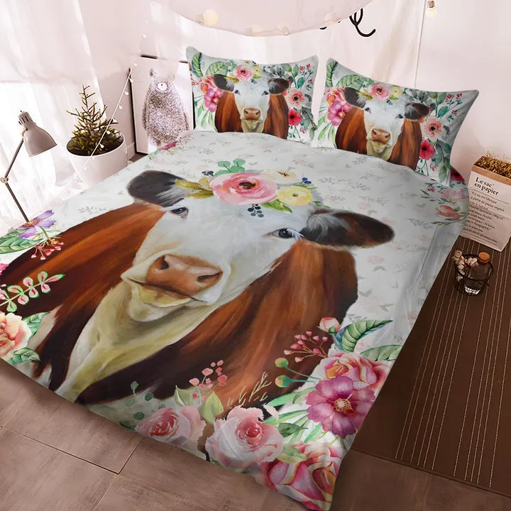 Hereford - Happy Farm Cattle Floral Bedding Set