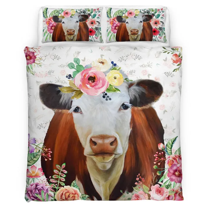 Hereford - Happy Farm Cattle Floral Bedding Set