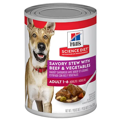 Hill's Science Diet Adult Savory Stew Beef & Vegetables Canned Wet Dog Food 363g X 12 Tray