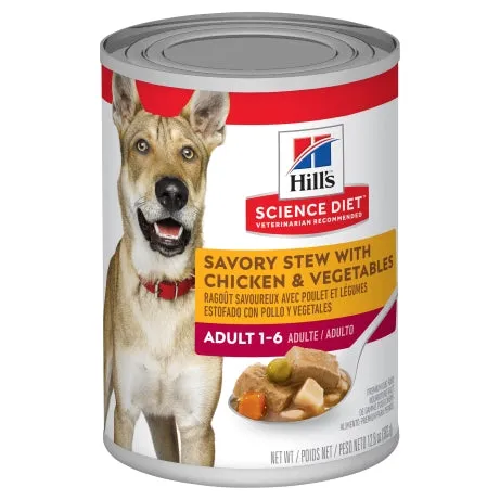 Hills Science Diet Adult Savory Stew Chicken & Vegetables Canned Wet Dog Food 363g x 12 Tray