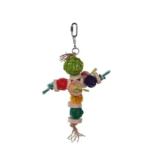Kazoo Bird Toy Colourful Wicker Balls with Decoration Small