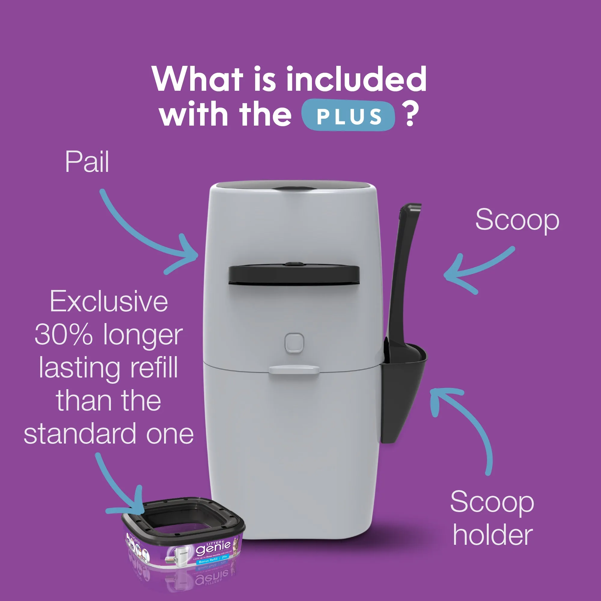 Litter Genie Plus Cat Litter Waste Disposal System, Silver