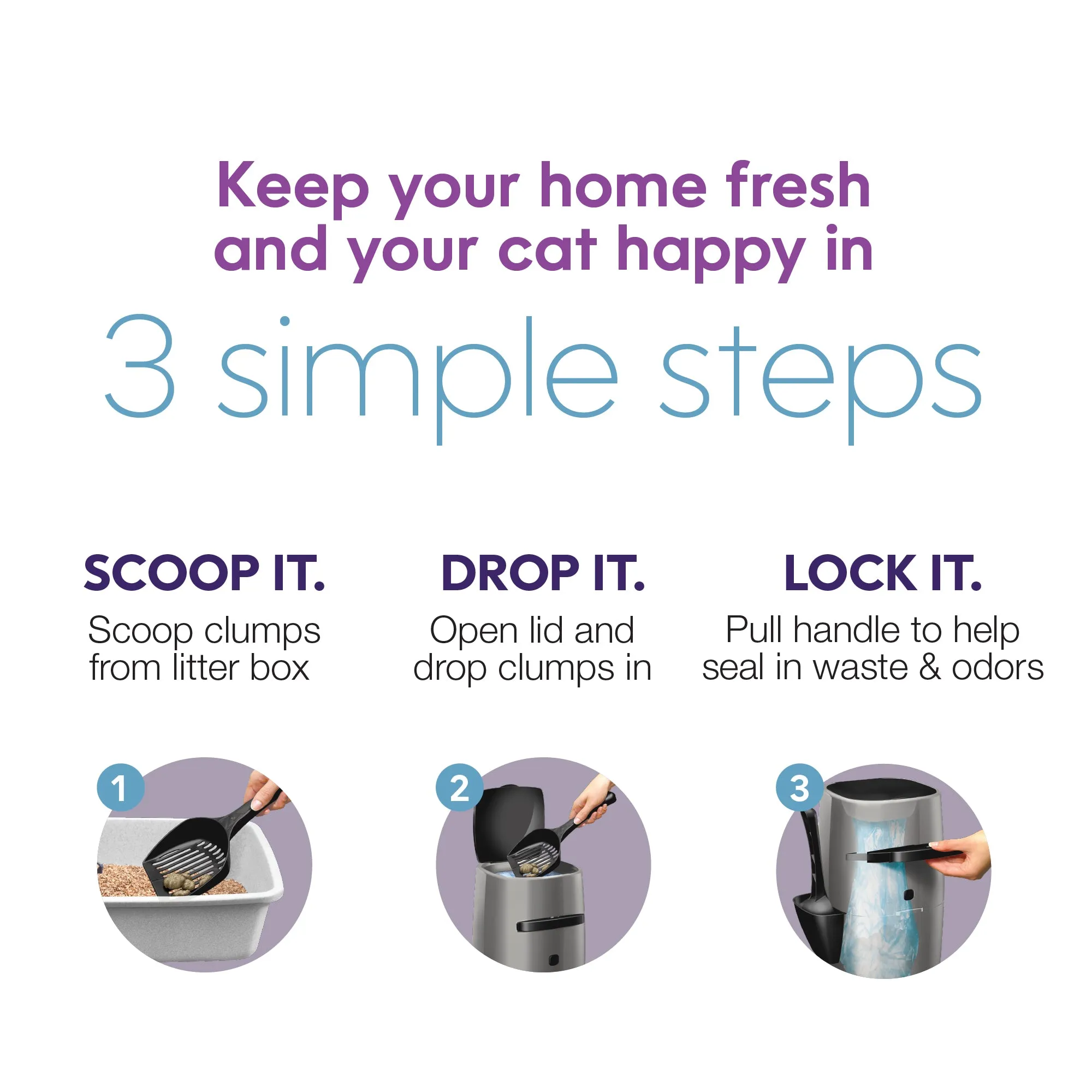 Litter Genie Plus Cat Litter Waste Disposal System, Silver
