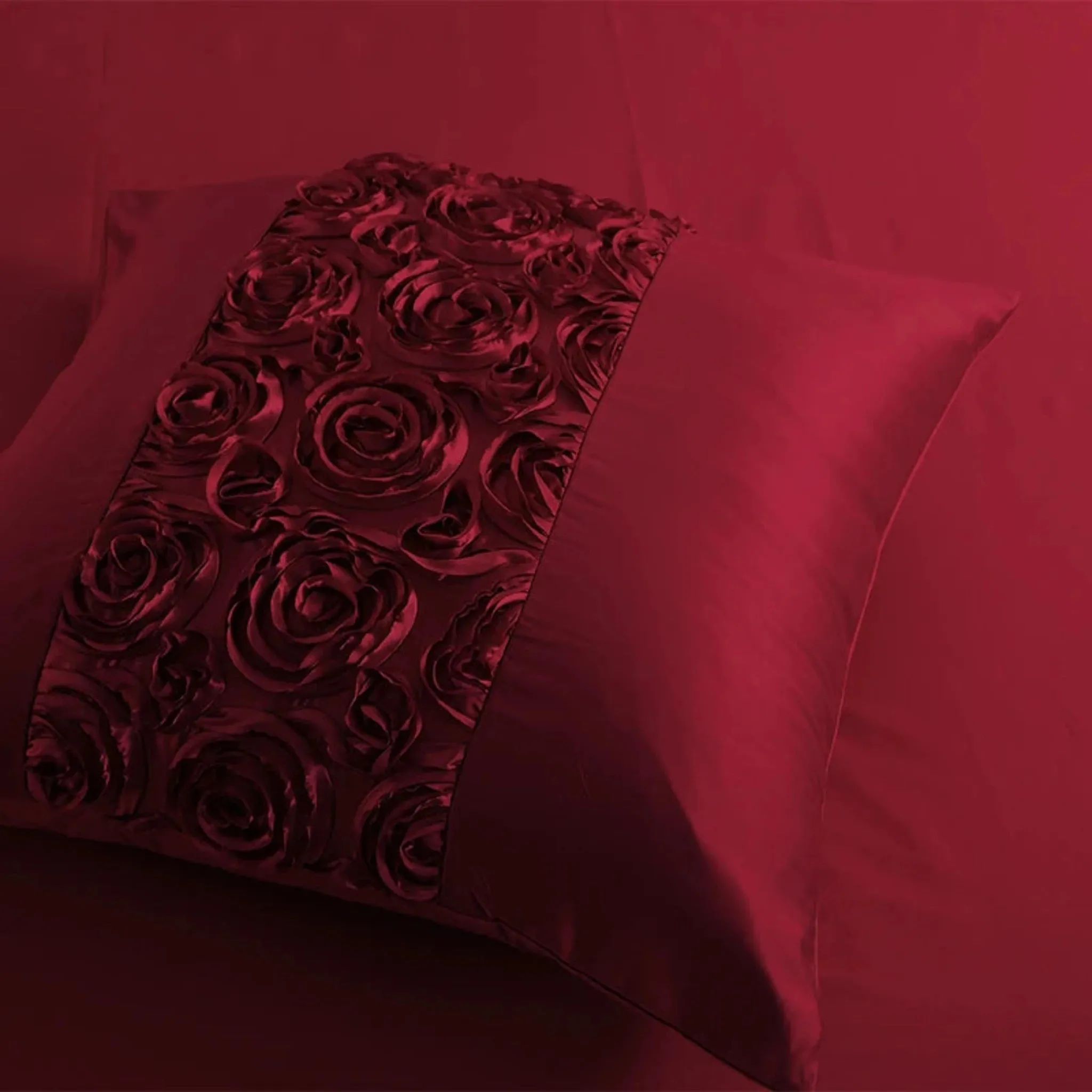 Luxury Wine Red Tencel Cotton Bedding Set with Duvet Cover and Pillowcases