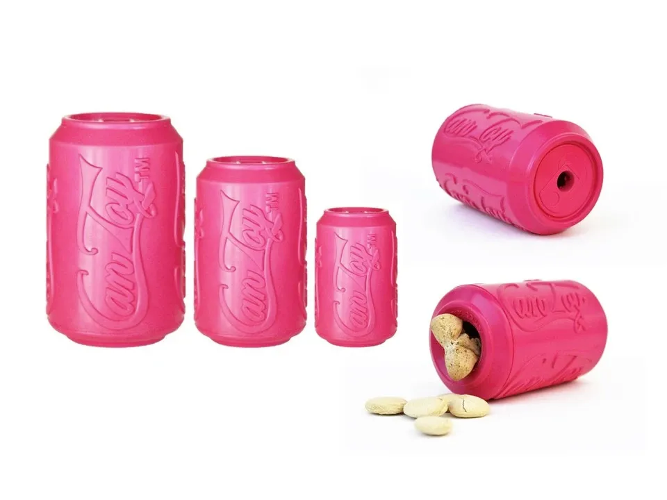 Natural Rubber Treat Dispenser Can Toy, Pink for Puppies