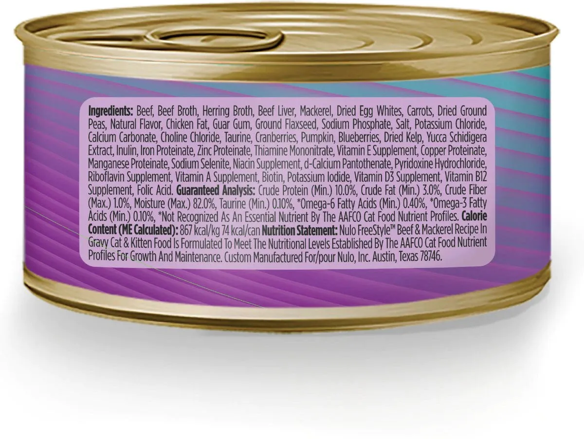 Nulo Freestyle Minced Beef & Mackerel In Gravy Recipe 3-oz, Wet Cat Food, Case Of 24