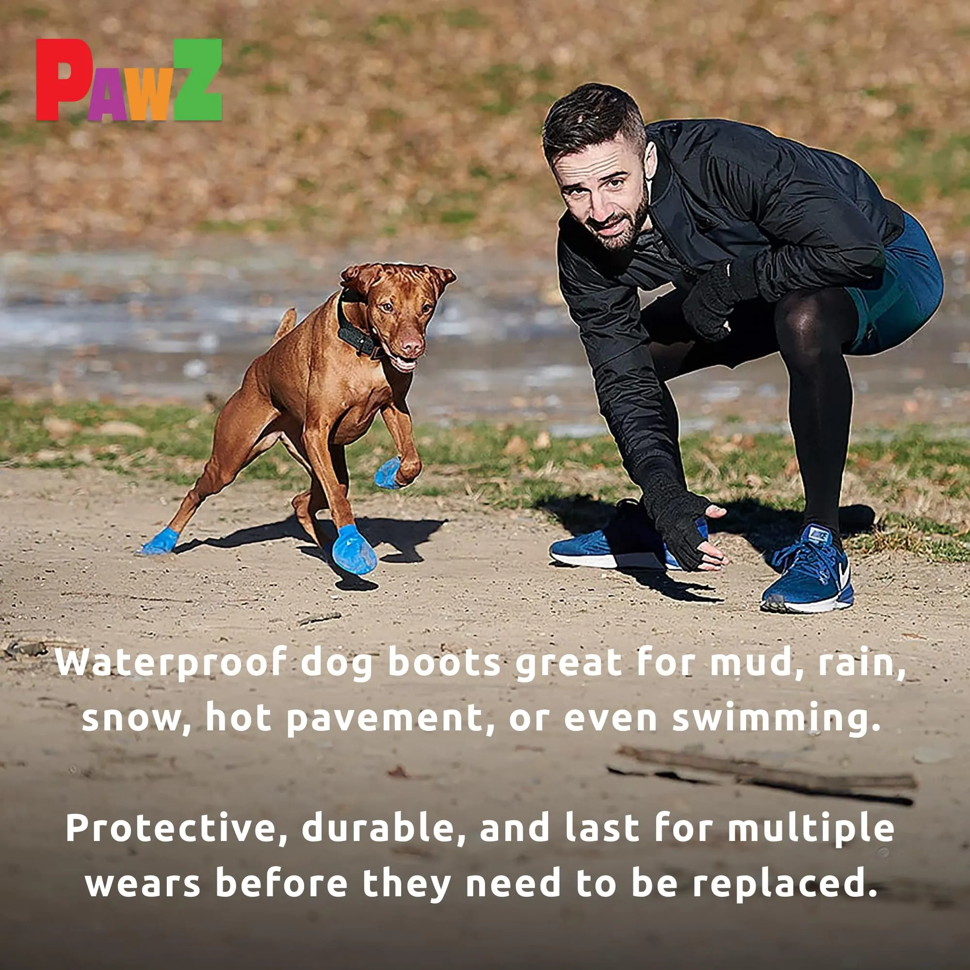 Pawz Waterproof Disposable and Reusable Rubberized Dog Boots - Black - Small - 12 Pack