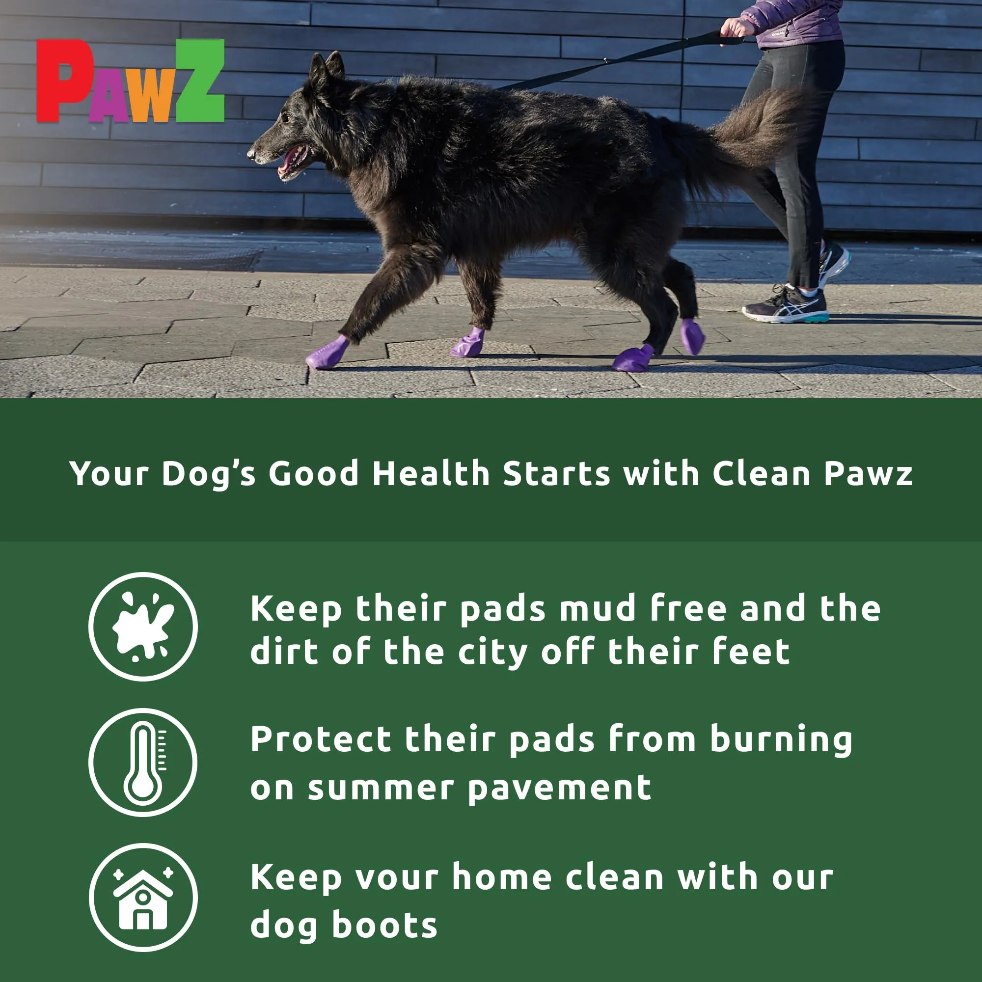 Pawz Waterproof Disposable and Reusable Rubberized Dog Boots - Dark Green - X-Large - 12 Pack