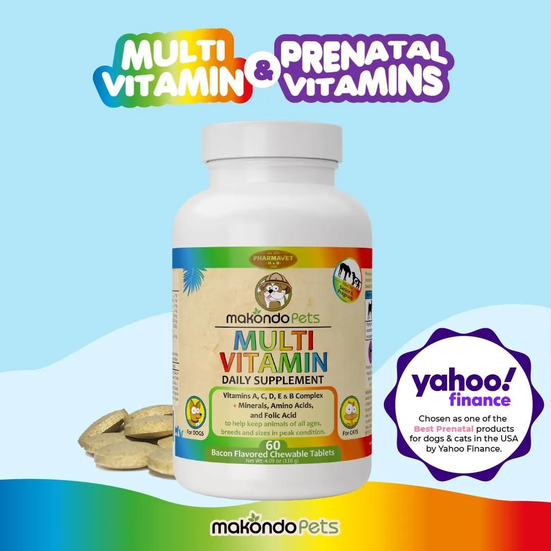 Prenatal Dog Vitamins 60 Pills for Dogs and Cats with Folic Acid Minerals and