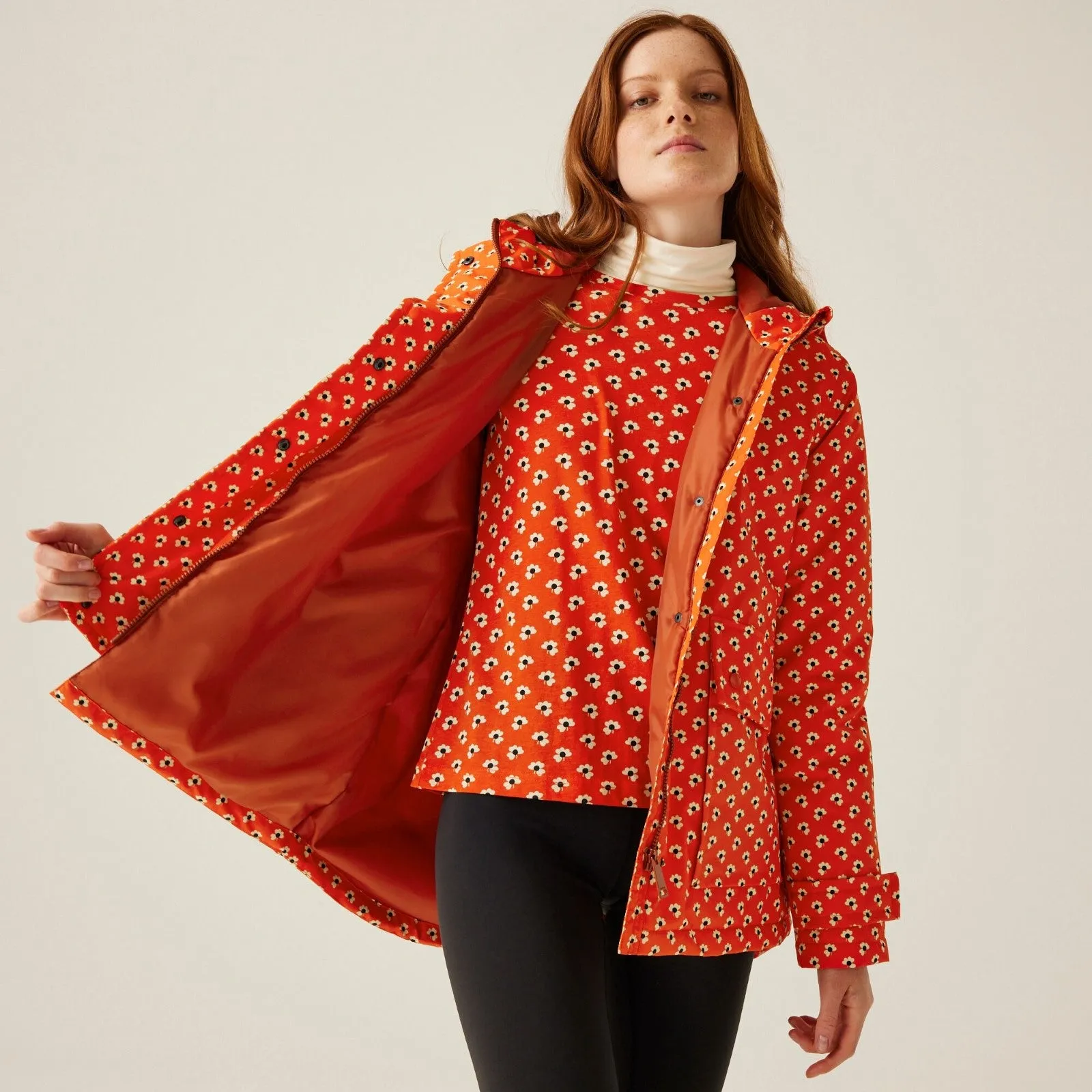 Regatta Womens Orla Kiely Mid Length Waterproof Hooded Winter Jacket