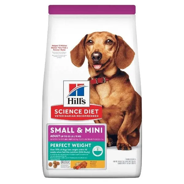 Science Diet Adult Perfect Weight Small & Mini Chicken Recipe Dry Dog Food, 4lb