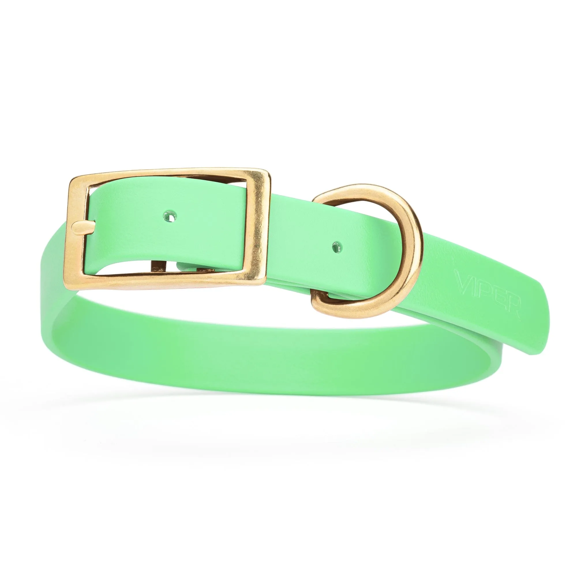 Viper Biothane Waterproof Dog Collar - Brass Hardware - Size XL (22" - 25")