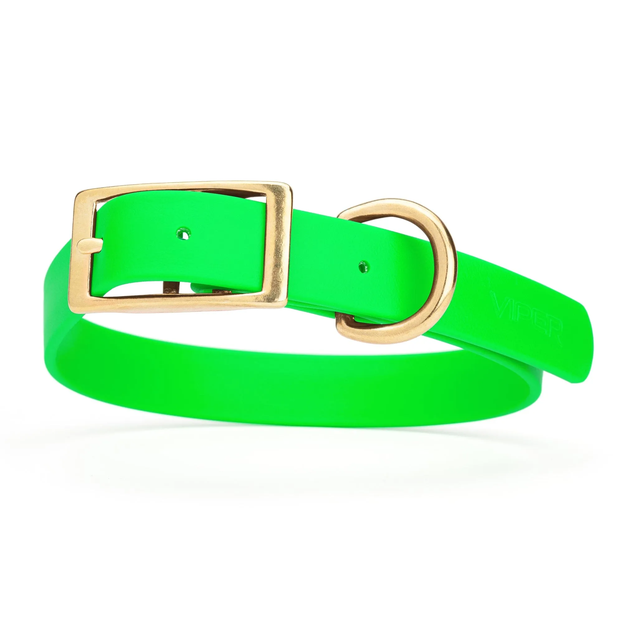 Viper Biothane Waterproof Dog Collar - Brass Hardware - Size XL (22" - 25")