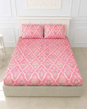Zinnia Floral Polycotton Flat Bedding Set | King Size | 108 x 108 inches